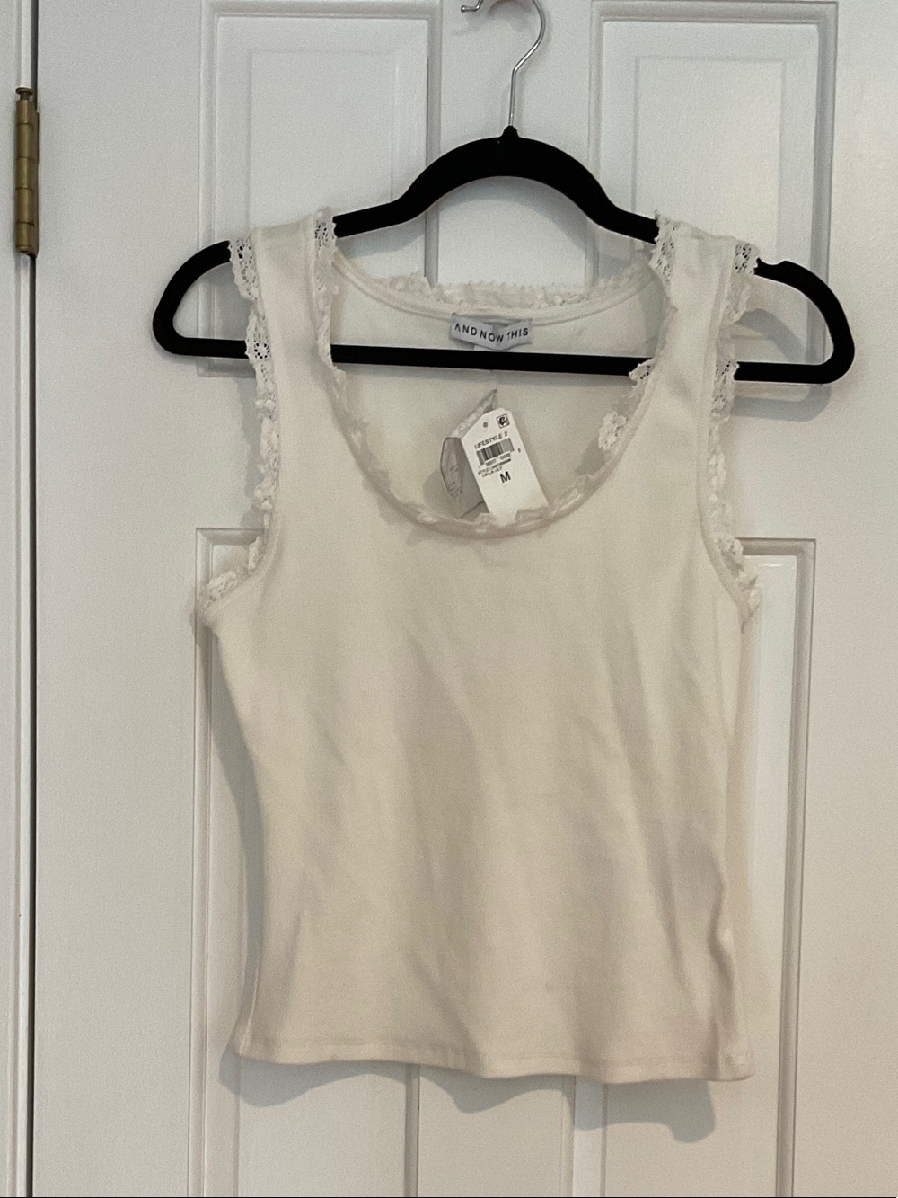 And Now This Cream Lace-Edge Tank Top